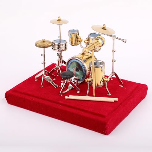 Batterie miniature en laiton avec support et vitrine pour décoration de bureau chic