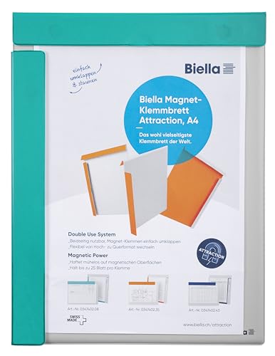 Exacompta 19393E Magnet-Klemmbrett 25 x 32,5 cm für DIN A4, türkis, ideal für Inventur und Lagerwirtschaft