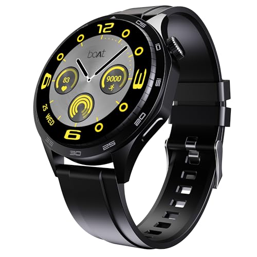 Image of boAt Luxury Smart Watch Enigma Radiant W / 1.43 inch(3.63 Cm) AMOLED Display, Functional Crown, BT Calling, Upto 6 Days Battery, Sports Modes, Guided Breathing, Smart Watch for Men & Women, Black