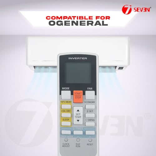Image of 7SEVEN Compatible with O General AC Remote Control AR-RAE1E Model 107B Suitable for 1 1.5 2 Ton Split & Window Air Conditioner - Match Key by Key Exactly with existing OGeneral AC Remote Function