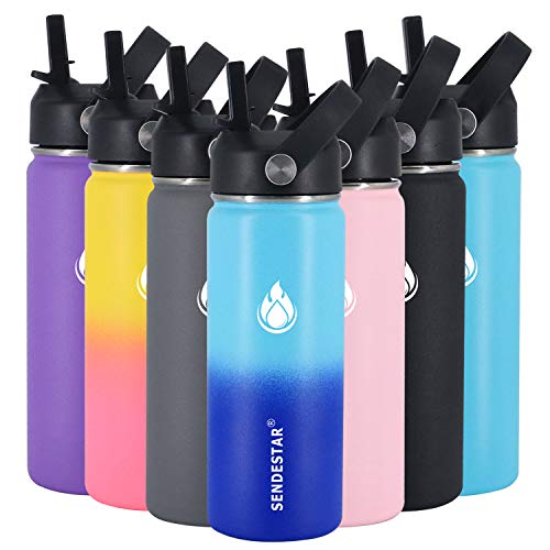 Sendestar Stainless Steel Water Bottle - Double Wall Vacuum Insulated Leak Proof, Keeps