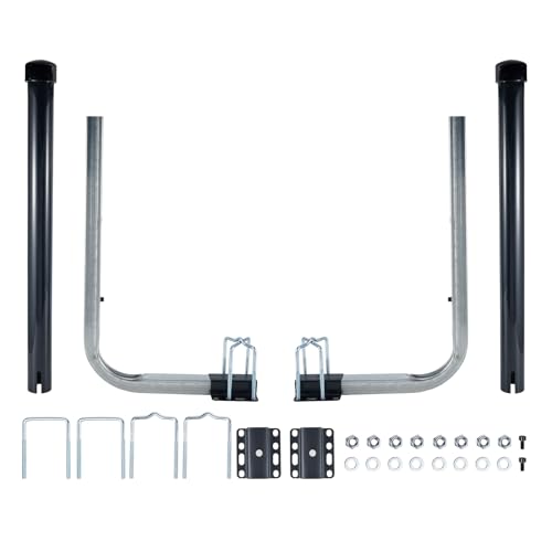 PRINIC Boat Trailer Guide, 40"/48"/60" Adjustable Trailer Guide Ons Electro-Galvanized Steel with PVC Pipes for Ski Boat, Fishing Boat, Sailboat Trailer, Black and Silver