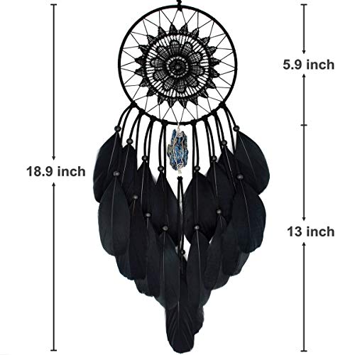 Urdeoms Dream Catcher Black Handmade Dream Catchers with Multicolor Magic Stone Pendant Dia 5.9"(NO.16) - Thumbnail 3