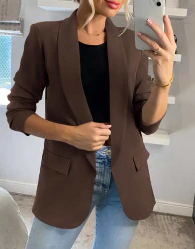 KIRUNDO Womens Blazer 2026 Fall Business Casual Jackets(Coffee, M) - image 4