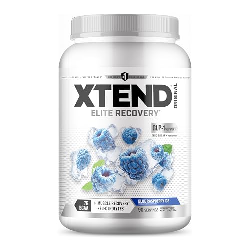 Image of Xtend Original BCAA Powder, 7g BCAAs and 2.5g L-Glutamine for Muscle Recovery Hydration and Lean Muscle, Sugar Free Intra and Post Workout Drink with Electrolytes, Blue Raspberry Ice, 90 Servings