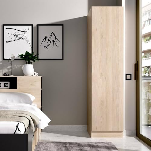 Dmora - Armoire Polyvalente 1 Porte Cusna, Cintre pour Chambre à Coucher, Armoire Multifonction, 41x52h184 cm, Chêne