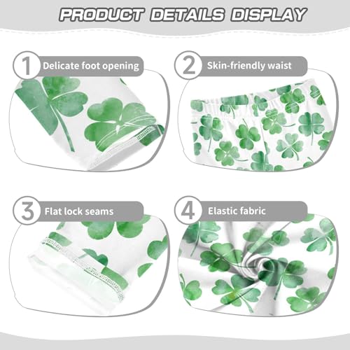 Girls' Leggings St Patrick S Day Clover Ankle Length Printed Leggings Comfort Pants for Kids 4-10 Years4