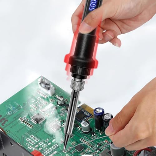 Image of 12-in-1 Soldering Iron Tool Kit 80W Fast Heat up LCD Soldering Gun Welding Tools with ON /OFF Switch, 180-500C Adjustable Temp Range, Includes Tips, Desoldering Pump, Stand, Tweezers (12-in-1)