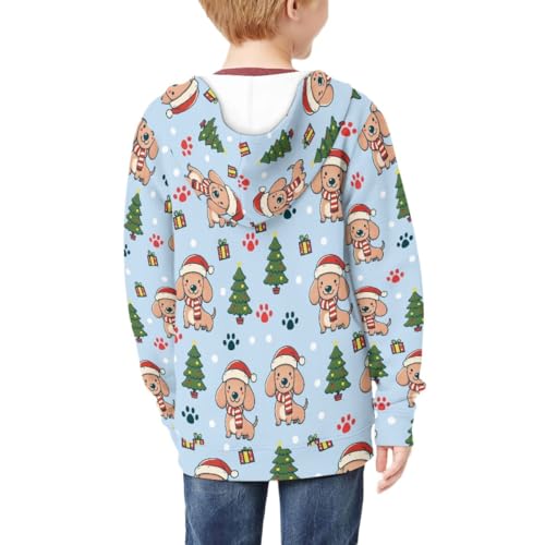 GLUDEAR Boy Girl Ugly Christmas Full Zip Hoodies Kids Funny Santa Claus Print Xmas Jacket Hooded Sweatshirts4