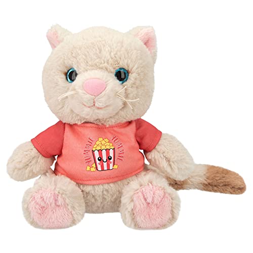 Depesche 12358 TOPModel Cutie Star - Gato de Peluche Ginger con Pelaje Supersuave, Aprox. 18 cm de Altura de Peluche con Ojos de botón Oscuros y Camiseta