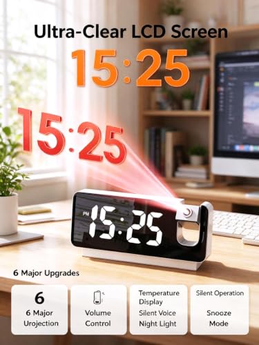 ChayWillow LED Projection Alarm Clock with Temperature Display - image 3