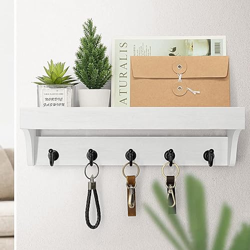 NAROSEBE 6 Ganchos Cuelga Llaves, Colgador Llaves pared Madera, Portallaves de Madera, Gancho para Llaves, Cuelga Llaves Con...