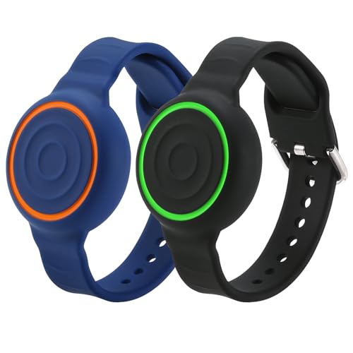 RenSheng 2 Pièces Bracelets pour Enfants Compatibles avec Airtag Bracelets en Silicone, Coque de Protection Anti-Rayures pour Airtag GPS Bracelets (Adaptés...