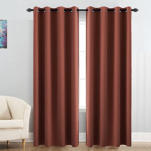 HOME UTSAV 3 Piece Faux Silk 100% Opaque Blackout Curtains for Window 6 Feet, Rust (Rust, 6 Feet (3Pc))