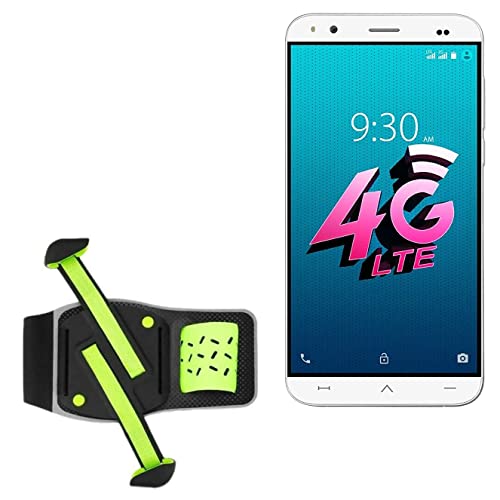 BoxWave Holster Compatible with CellAllure Bolt 5.5 S - FlexSport Armband, Adjustable Armband for Workout and Running - Stark Green