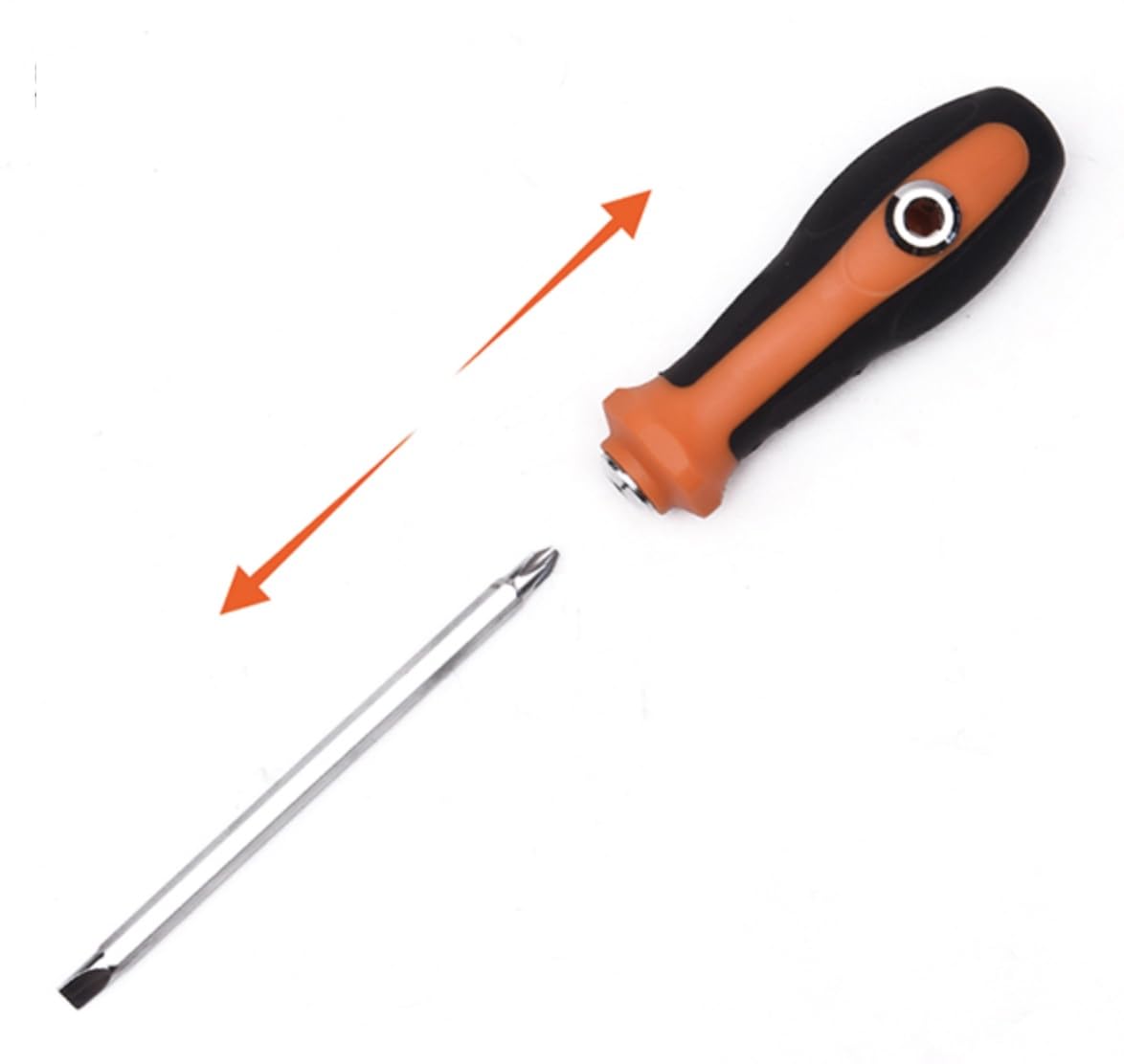 Edward Tools Reversible Screwdriver 2 in 1 - Phillips and Slotted Screwdriver - Heavy Duty CrV Steel with Ergonomic Handle with Side Hole Hold Option for More Torque - Magnetic Head - PH2 / SL6