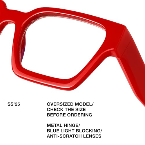 Image of livho Oversized Eyewear Frame for Woman and Men - Rectangle Fashion Glasses for Computer, Chic Preppy Frame