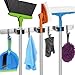 Homely Center Mop and Broom Holder Wall Mount – Heavy-Duty Closet Organizer for Garage, Kitchen, Laundry Organization – Tool Hanger with 3 racks and 4 hooks