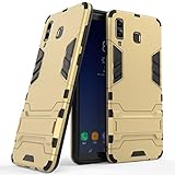 Funda para Samsung Galaxy A8 Star / A9 Star (6,3 Pulgadas) 2 en 1 Hbrida Armor Case Choque Absorcin Proteccin Dual Layer Bumper Carcasa con pata de Cabra (Dorado)