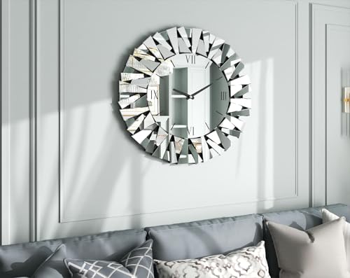 32 inch Bling Mirrored Round Roman Clock product image