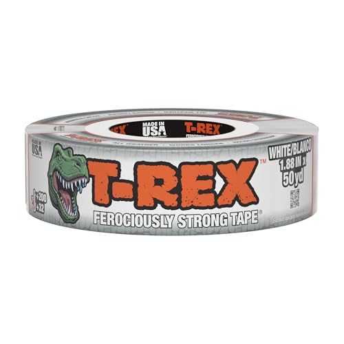 Image of T-REX Tape Heavy Duty Duct Tape with UV Resistant & Waterproof Backing for Ferociously Strong Repairs, 1.88 inch x 50 yd, White, 1 Roll
