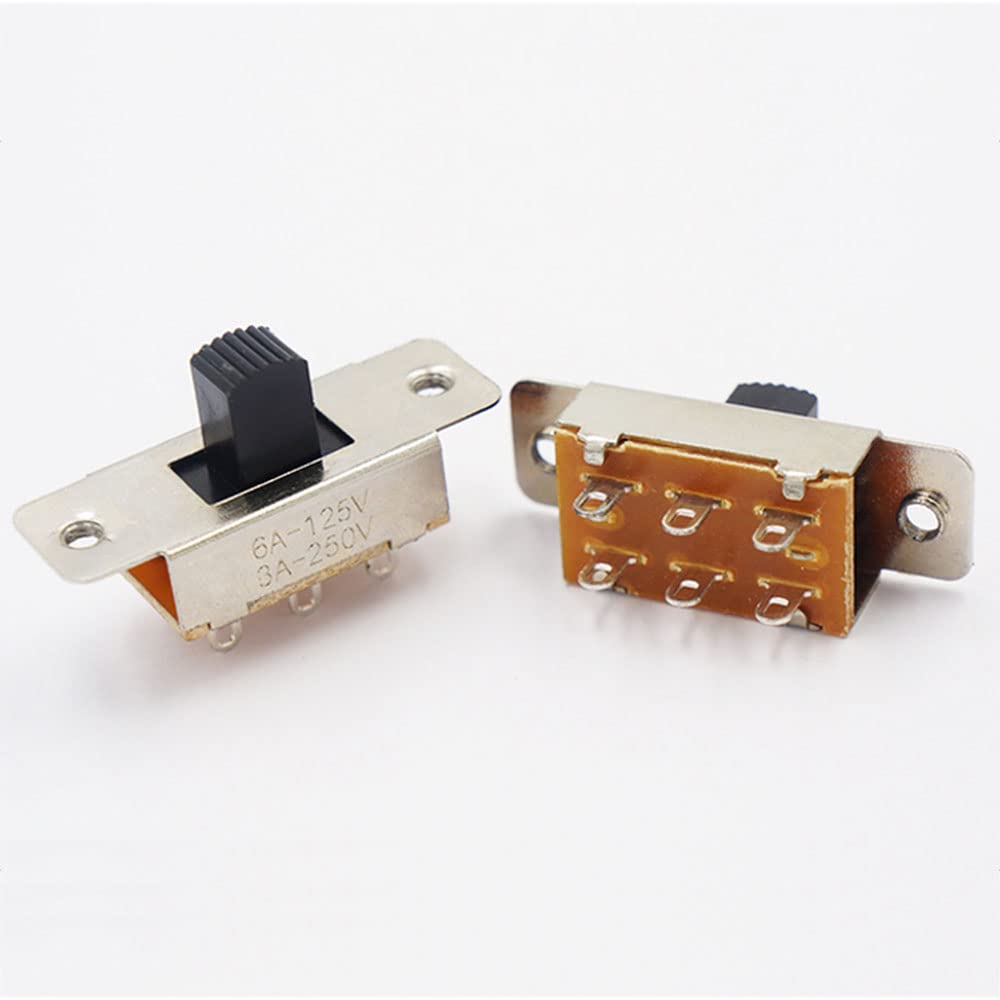 2-5 uds On-Off 3 posiciones 2P3T PCB Panel interruptor deslizante montaje en Panel interruptor deslizante Vertical 6 pines alta corriente 3A 250V interruptor de palanca(2pcs)