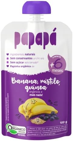Introdução Alimentar: O Que É, Quando Começar e Como Aplicar o Método BLW com Segurança 29 Papapá, Papinha Orgânica de Frutas, Sabor Banana, Mirtilo e Quino...