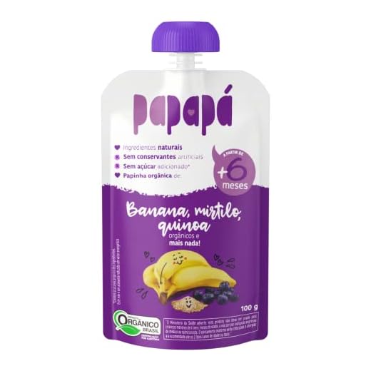 Papinha Orgânica Bananas e Mirtilos 100g