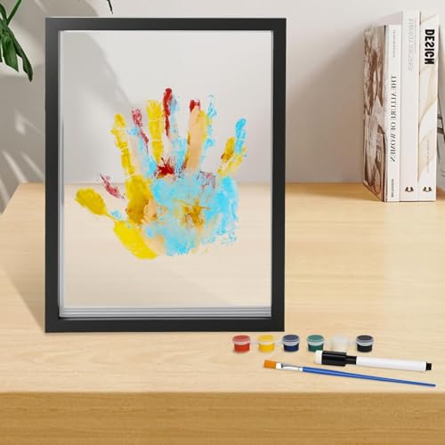 MJFENDAI Family Handprint Kit Clear DIY Art Print Keepsake Family Keepsake Gifts Ideas Four Baffles Baby Handprint and Footprint Kit Pet Paw Print Home Décor