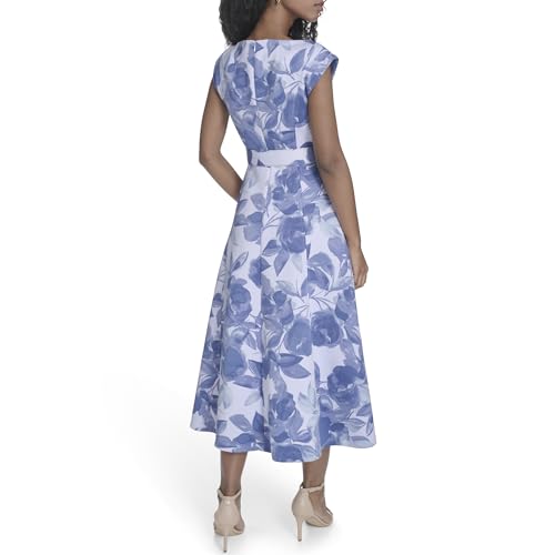 Image of Calvin Klein Women's Sleeveless V-Neck Belted A-Line Midi Dress