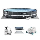 INTEX 26329EH Ultra XTR 18ft x 52in Above Ground Swimming Pool Set with Sand Filter Pump and Deluxe Automatic Vacuum Cleaner