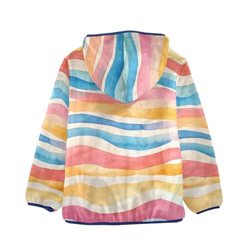 Wavy Print Girls Fleece Jacket Girls Fall Jacket Girls Zip Up Hoodie Girls Sherpa Jacket 2-10T2
