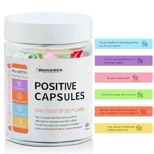Positive Messages in a Bottle (60+ Positive Affirmations), Self Care Gifts for Women Men, Daily Positivity Self Care Kit with Pre-Written Inspirational Messages for Relaxation Mindful Calm