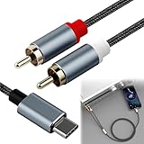 Câble audio USB de type C vers 2 RCA, 1 mètre de type C vers 2RCA Y en nylon tressé câble stéréo phono rouge blanc amplificateur audio cordon audio pour téléphone, tablettes, ordinateur portable,
