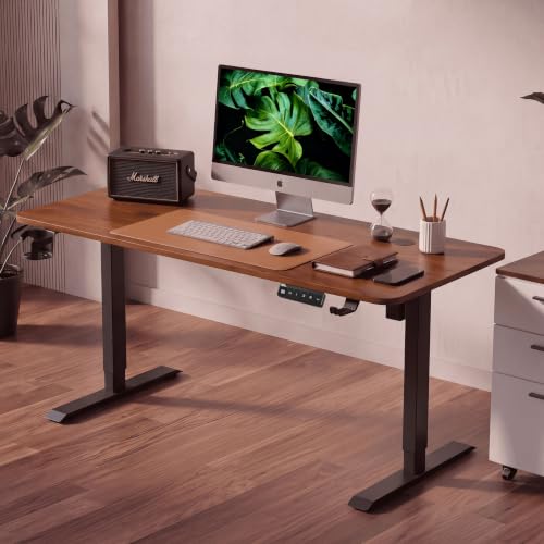 Image of V ONE Electric Standing Desk with One-Piece Solid Top | Heavy Duty Height Adjustable Computer Desk | 3 Memory Preset | 5 Year Warranty | for Home Office (Grenade Pine, 120 * 60 CM)