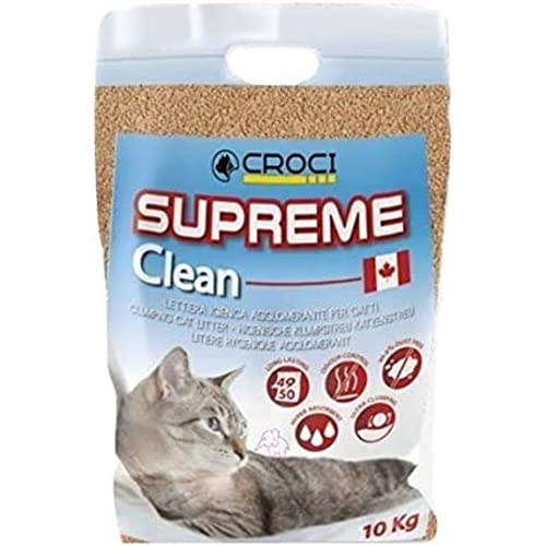 Croci Suprime Clean Litter Arena para Gatos Aglomerante, Absorbente, 100% Vegetal, Arena Antiolor de...
