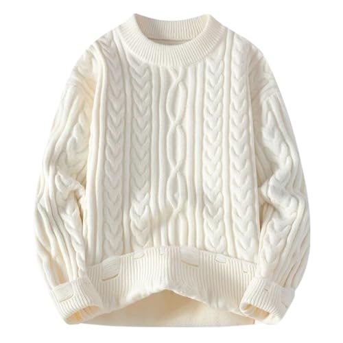Autumn Winter O-Neck Sweater Men Solid Color Knitted Pullovers Mens Casual Loose Knit Sweaters