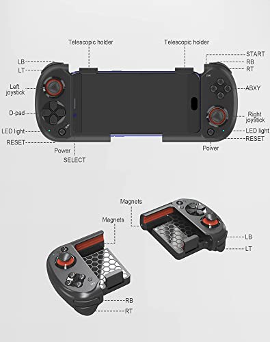 Joso Mobile Gaming Controller For Iphone, Android, Pc, One-Handed Mobile Gamepad, Bluetooth Controller For Iphone 14 13 12 Pro/Pro Max, Galaxy S22 21 Ultra, Cod, Diablo Immortal - Direct Play #TOP6