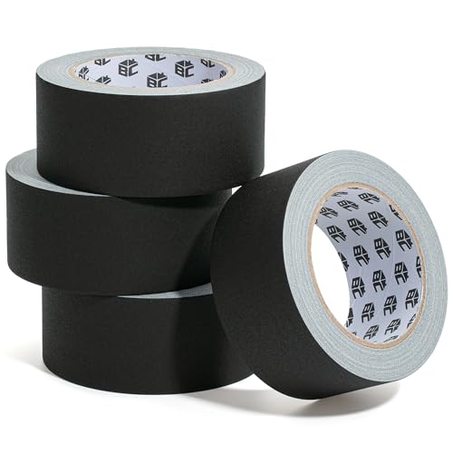 Bates Gaffers Tape 2 Inch x 23 Yard, 4 Pack - Black Gaff Tape for Floor, Stage, Cord - Gaffing Tape