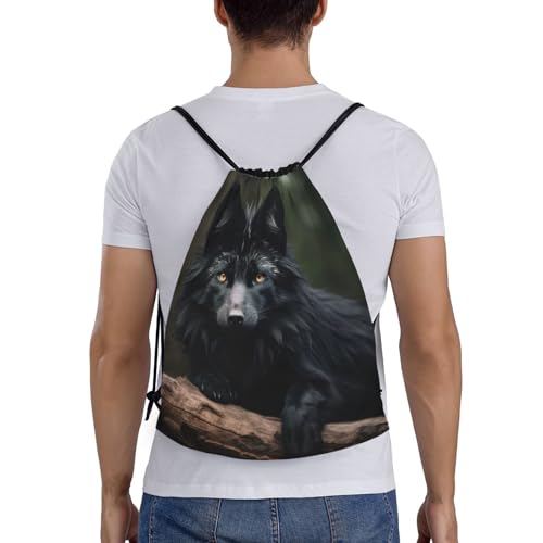 Black Beaver1 print Drawstring Bag Sack Gym Bag Ditty Bag for Gym Traveling, Hiking, Yoga, Shopping for Adult2