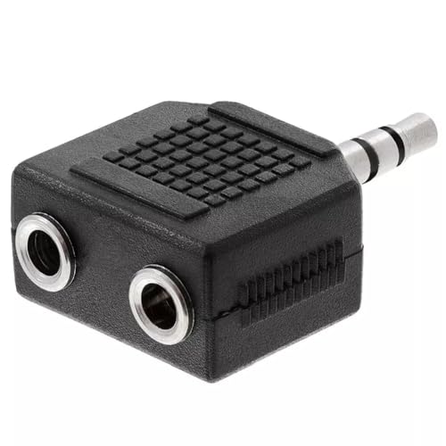 Adaptador Divisor de Audio Estéreo 2X Jack 3.5mm Hembra a 3.5mm, Adaptador Divisor de Auriculares, Adaptador Divisor de Jack, Compatible con iPod, iPhone, iPad, Samsung, MP3, Negro