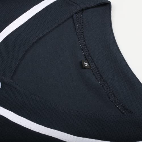 Chobegos Womens Baseball Jersey,Blank Button Down Baseball Softball Jersey,Hip Hop Hipster Short Sleeve Active Shirts (Dark Blue) #TOP2