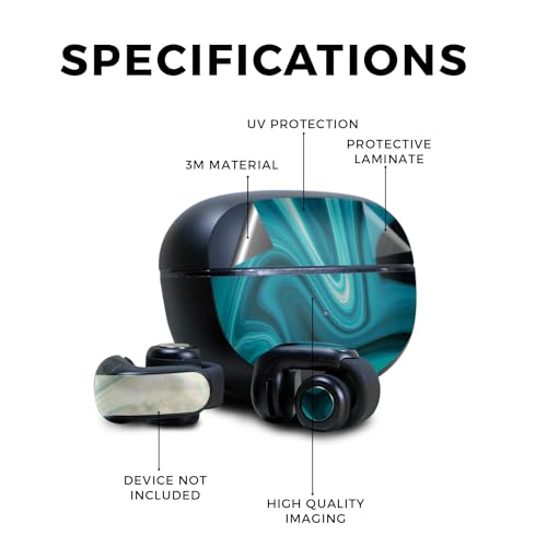 Image of Headphone Skin Compatible with Bose Ultra Open Earbuds - Aqua Swirl - Premium 3M Vinyl Protective Wrap Decal Cover - Easy to Apply | Crafted in The USA by MightySkins