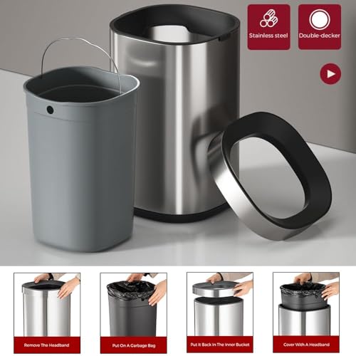Caneca de basura cuadrada acero inoxidable 15L sin tapa miniatura 5