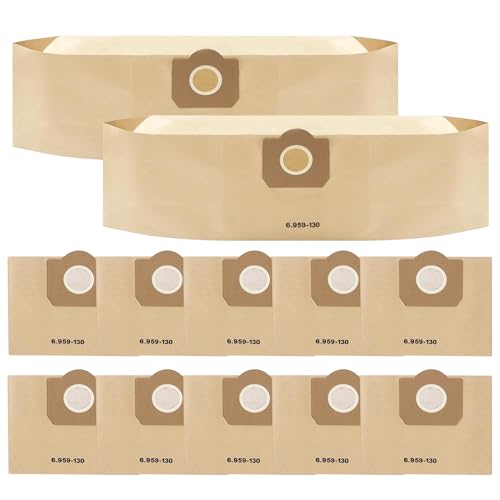 12 unidades Bolsas de filtro Aspiradora para Karcher 6.959-130.0 para WD3 WD3P MV3 MV3P Premium Aspiradora,Bolsa Aspiradora WD3 para 1629 MV3 A2201/2204/2504/2554/2251/2604,Bolsas filtro