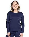 LAPASA Damen 100% Merinowolle Thermo Unterhemd, Premium Merino Wolle Thermounterwäsche, warmes Rundhals Langarmshirt Langarmpullover (L48)