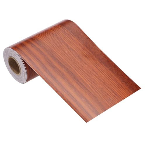 Image of MECCANIXITY Wood Grain Repair Tape, 4 Inch x 33 Feet Self Adhesive Wood Grain Tape Multi-Purpose Wallpaper Border Trim for Furniture Floors Windows Doors Tables Home DIY Projects, Red Oak