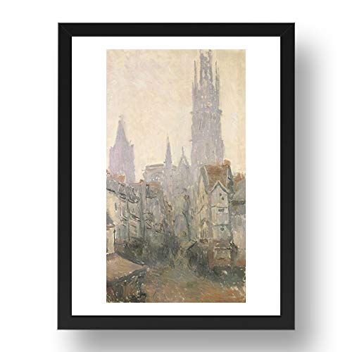 Period Prints Strada di Epicerie a Rouen, 1892 di Claude Monet, arte d'epoca, stampa di riproduzione in A2(24x17) Cornice nera
