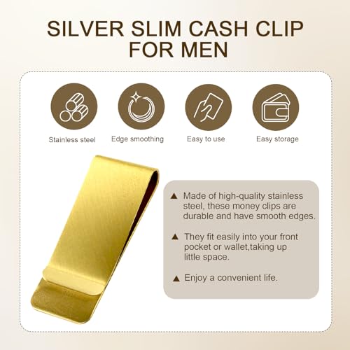 10-Pack Metal Money Clips, Slim Money Clips, Cash Clip Men, Simple and Compact, Ultra-Thin Design, Stable Storage, Suitable for Cash and Credit Cards3