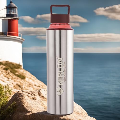 Image of NIRLON Eco Pure Single Wall Stainless Steel Water Bottle, Water Bottles For Fridge Pack of 3 |Leak Proof|Office|Gym Bottle|Home|Kitchen|Hiking|Treking Bottle|Travel Bottle [Brown Color|900ml]